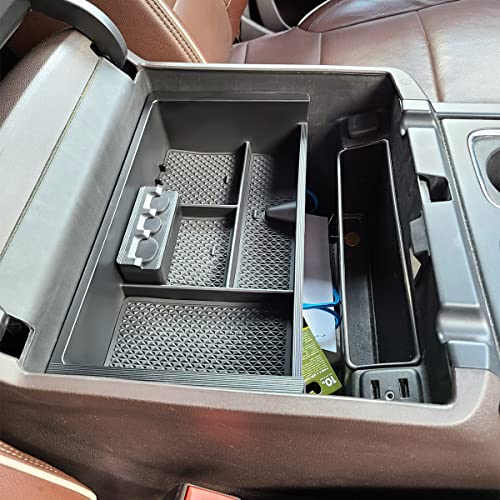Center Console Organizer for 2014-2018 Chevy Silverado 1500 / GMC Sierra 1500 Accessories and 2015-2019 Sierra/Silverado 2500/3500HD and 15-2020 Yukon/Yukon XL/Tahoe/Suburban Armrest Storage Box black