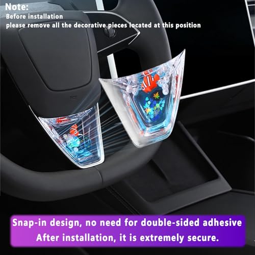 Car Steering Wheel Sticker Acrylic Ornament Charm Interior Decor Decorative Sticker Easy Install for Model Y/3- Clear Blue