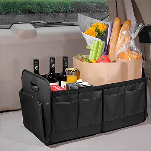 Car Trunk Organizer, Collapsible Waterproof Premium Oxford Cargo Storage, Multi-Compartment Foldable Trunk Groceries Organizer, Auto Accessories Universal for SUV Truck Sedan