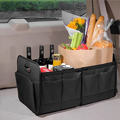 Car Trunk Organizer, Collapsible Waterproof Premium Oxford Cargo Storage, Multi-Compartment Foldable Trunk Groceries Organizer, Auto Accessories Universal for SUV Truck Sedan