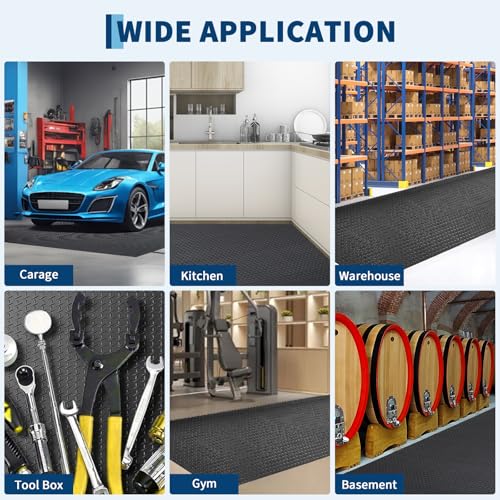 7.8 x 20 FT Garage Floor Mat, 2.8mm Thickened Flooring Roll Diamond Plate PVC Rubber Trailer Mat, Non-Slip Floor Protector Mat for Garage, Warehouse, Gyms, Trailer, SUV
