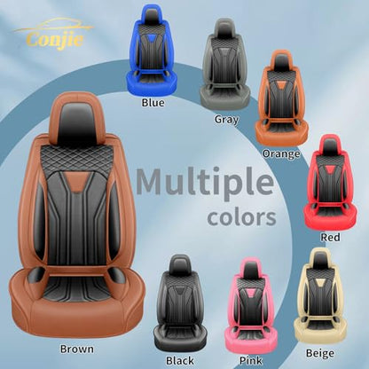 Fit Car Seat Covers Compatible with Honda Fit 2008-2018 2019 -Premium Leather，Waterproof Breathable，All-Weather Seat Cushion Protecto&Airbag Compatible (2 Front Seat Brown&Black)