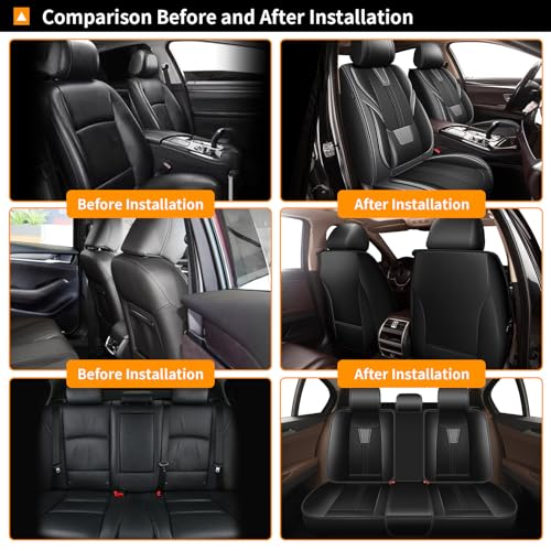 AOMSAZTO Seat Covers Full Set 5 Seats Custom Fit for Honda Ridgeline 2006-2014 & 2024-2025: Seat Cover Leather Breathable Waterproof Compatible Airbag (Black&Gray) - color: #092 Black&Gray, size: 2006-2014&2024-2025-5 seat covers full set