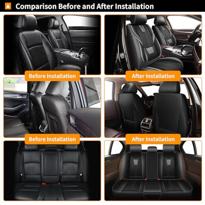 AOMSAZTO Seat Covers Full Set 5 Seats Custom Fit for Honda Ridgeline 2006-2014 & 2024-2025: Seat Cover Leather Breathable Waterproof Compatible Airbag (Black&Gray) - color: #092 Black&Gray, size: 2006-2014&2024-2025-5 seat covers full set