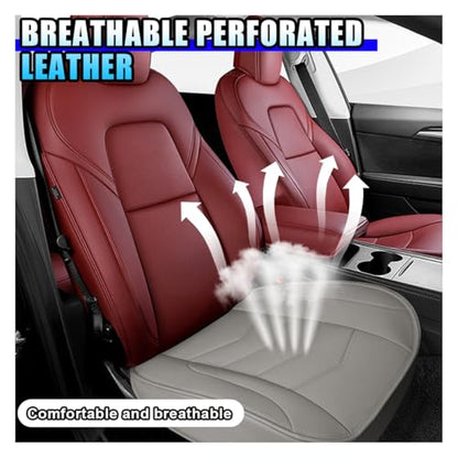 Luxury Faux Leather Car Seat Cover - Anti-Slip Waterproof Drive Seat Cushion Car Front Bottom Seat Cover with Storage Pocket - Universal Full Wrap Seats Protector for Cars SUV Trucks (Gray) - color: Gray