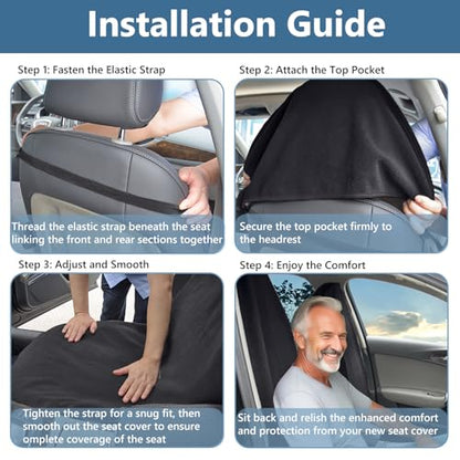 Towel Car Seat Covers - Super Absorbent Front Seat Protectors for Gym, Pets & Travel | Quick-Dry Towel Fabric | Universal Non-Slip Fit for Sedan, SUV, Truck (1 Pack Black)