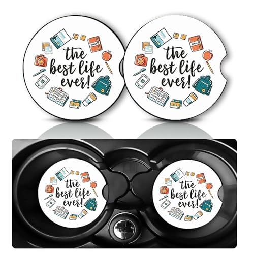 2Pack Best Life Car Cup Holder Coasters,Cars Coasters for Cup Holders,2.75" Universal Anti Slip Rubber Mat with Finger Slot,Best Life Car Accessories Interior Decor,Gifts for Women,Men - color: Best Life
