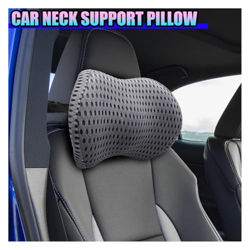 Ergonomic Memory Foam Car Neck Pillow with Adjustable Strap & Machine-Washable Cover - Long-Lasting Support for Long Drives & Office Uses(Darkgray)