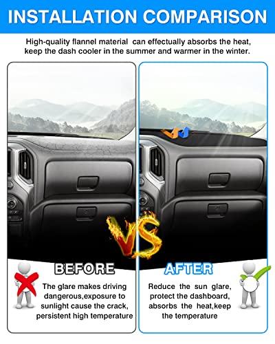 Autorder Dashboard Cover Mat for 2014-2018 Chevy Chevrolet Silverado/GMC Sierra 1500, 2015-2019 Silverado/GMC Sierra 2500HD 3500HD Accessories Dash Cover Flannel Sunshade Glare UV Rays Protector - size: 2014-2018 Silverado