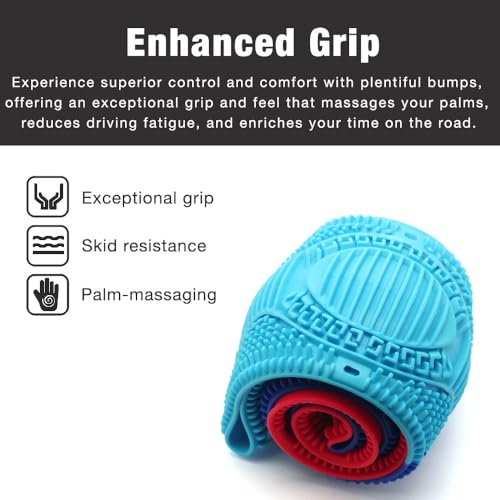 SEGADEN Massage Grip Soft Silicone Car Steering Wheel Cover Universal Anti-Slip Design 13-16 inch Protective Case Three Color Matching - color: Three Color Matching