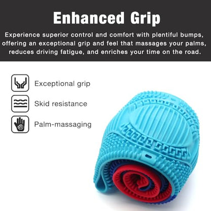 SEGADEN Massage Grip Soft Silicone Car Steering Wheel Cover Universal Anti-Slip Design 13-16 inch Protective Case Three Color Matching - color: Three Color Matching