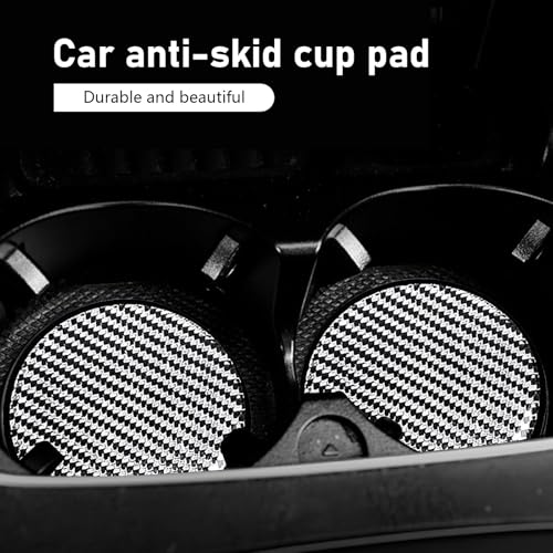 2PCS Car Cup Holder Coasters, Carbon Fiber Non-Slip Cup Coaster, 2.68" Waterproof Cup Holder Insert Coaster Pad, Universal Drink Mat for Car Truck SUV, Auto Interior Accessories(Silver) - color: Silver