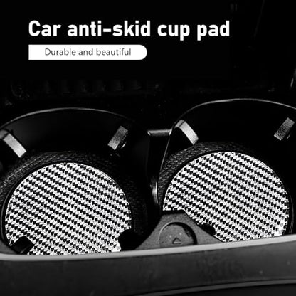 2PCS Car Cup Holder Coasters, Carbon Fiber Non-Slip Cup Coaster, 2.68" Waterproof Cup Holder Insert Coaster Pad, Universal Drink Mat for Car Truck SUV, Auto Interior Accessories(Silver) - color: Silver