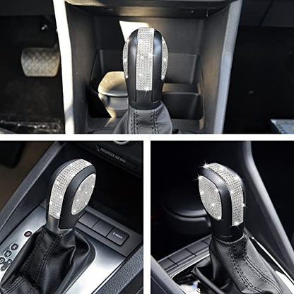 TOMALL Bling Gear Shift Knob Cover Compatible With VW Jetta Beetle Atlas Tiguan - Bling Panel Trim Shiny Accessory Interior Lever Cover With Crystal Rhinestones Decorations for Car