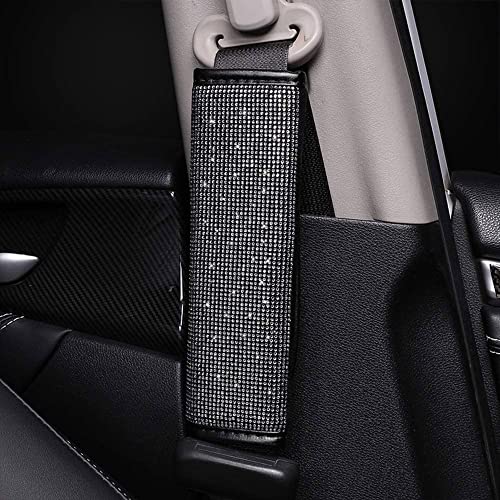 Bling Bling 2PCS Car Safety Belt Covers - Crystal Diamond Seat Belt Shoulder Pads for Women or Girls (Silver) - color: Silver