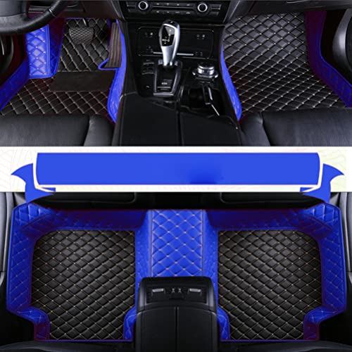 TAHALICustom Colors Car Floor Mats Black Pink for 99.9% Sedan SUV Sports， All-Weather Liners Car Floor mat，Luxury Leather Automotive Floor Mats (Black Blue mats,3D Floor Mats) - color: Black blue mats