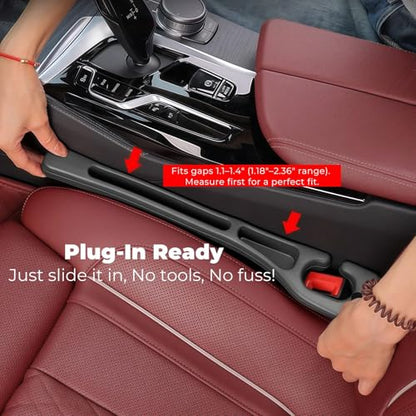Car Seat Gap Filler, 2-Pack No Drop Seat Guard Universal Fit Car Seat Gap Plug Anti-Drop with Storage, Fill The Gap Between Seat and Console, Auto Accessories for SUV Truck Sedan - color: Black