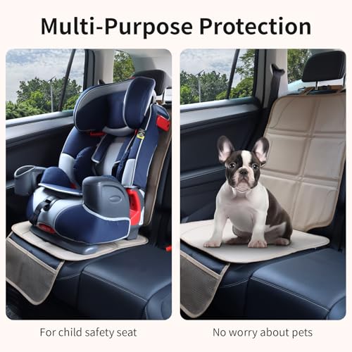 Car Seat Protector, Extra Thick Car Seat Covers Non-Slip Waterproof Mat Pad Leaving No Imprints Marks for Child Baby Pet Truck SUV Automobile (Beige-A) - color: Beige-A