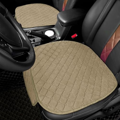 surpassme Comfortable Car Seat Covers Universal Front Seat Covers for Car Accessories with Storage Pockets, Padded Car Interior Covers for Automotive, SUV, Truck, and Van(Khaki)