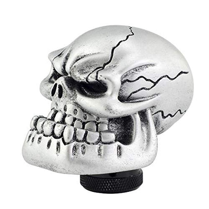 Silver Skull Manual Automatic Gear Shift Knobs - color: Silver