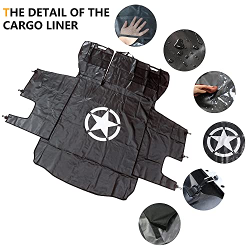 Pet Dog Cargo Liner Trunk Mat for 2007-2025 Jeep Wrangler JK JL 4 Door Unlimited Sahara Rubicon Rear Trunk Floor Mat Cargo Liner Dogs Seat Cover, All Weather Waterproof, Star - color: Star