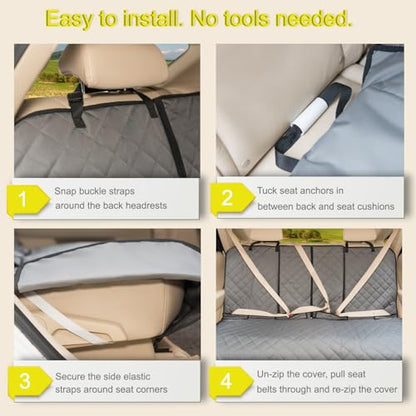 Dog Car Seat Cover, Deluxe Waterproof Pet Back Carseat Protector for Cars, SUVs, Trucks, Nonslip and Easy Cleanup Backseat Pet Cover for Automotive Rear Bench (Grey) - color: GREY