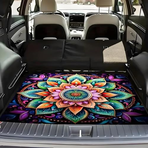 Universal Car Trunk Mat 29" x 39", Vibrant Datura All Weather Trunk Protection Cargo Liner, Durable Cargo Mat Rear Trunk Liner, Stylish Vehicle Interior Accessories Suitable for Most Car Models - color: Vibrant Datura