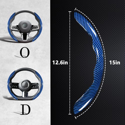 Carbon Fiber Steering Wheel Covers 3 Piece Clip on Steering Wheel Cover (Blue) - color: Blue