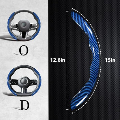 Carbon Fiber Steering Wheel Covers 3 Piece Clip on Steering Wheel Cover (Blue) - color: Blue