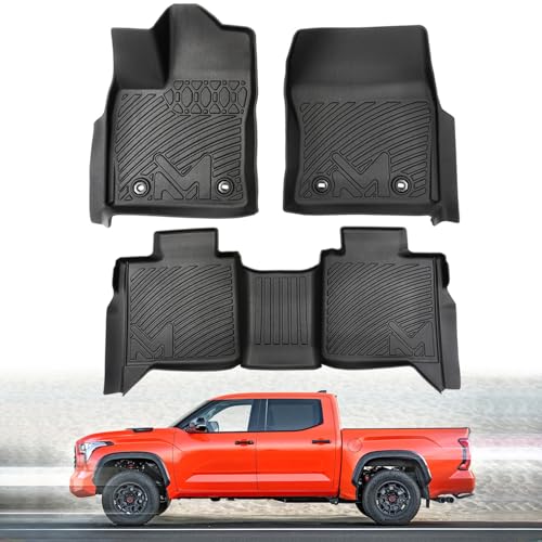 TPE Automotive Floor Mats Custom for 2022-2026 Toyota Tundra (Only for CrewMax Cab), All Weather Cover Protection Waterproof Black Floor Liner Front & Rear Row Full Set Car Mats, 3PCS - size: 3PCS (2Row), style: For 2022-2026 | Toyota Tundra (Only for Cre