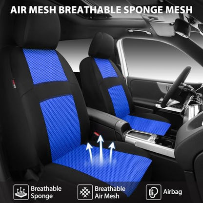 CAR PASS Car Seat Covers Front Seats Only, 3D Air Mesh Car Seat Cover with 5mm Composite Sponge Inside,Airbag Compatible Universal Fit SUV,Vans,sedans, Trucks, Automotive Interior Covers(Black Blue - color: Black Blue, size: Two Front