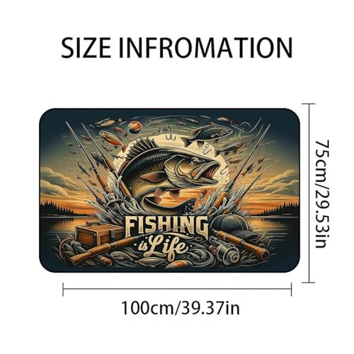 Universal Car Trunk Mat 29" x 39", Fishing Elements All Weather Trunk Protection Cargo Liner, Durable Cargo Mat Rear Trunk Liner, Stylish Vehicle Interior Accessories Suitable for Most Car Models - color: Fishing Elements