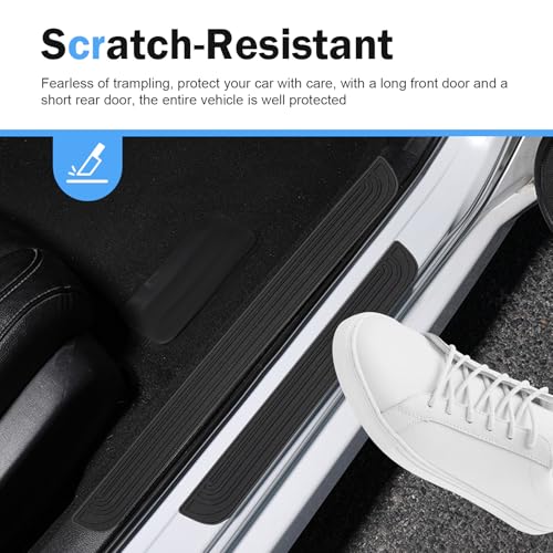 4PCS Car Door Sill Protector, PVC Anti-scratch Anti-slip Door Edge Protector, Self-adhesive Carbon Fiber Texture Exterior Accessories, for Most Cars (Black)