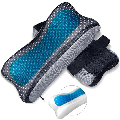 Cooling Gel Armrest Pads,Thick Memory Foam Elbow Pillow for Desk & Gaming Chairs Ergonomic Forearm Support for Pressure Relief,Universal Adjustable Cushion for Work from Home (Set of 2)