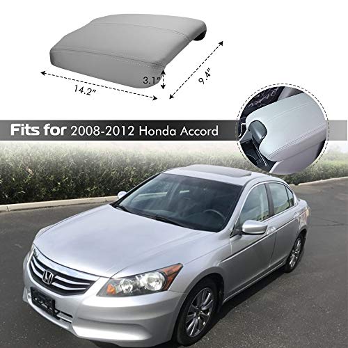 A ABIGAIL Center Console Armrest Cover Repacement Compatible with 2008 2009 2010 2011 2012 Honda Accord Auto Leather Suture Console Lid Cover Replacement (Gray) - color: Gray