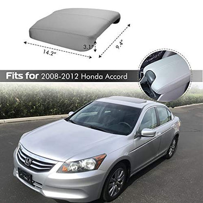 A ABIGAIL Center Console Armrest Cover Repacement Compatible with 2008 2009 2010 2011 2012 Honda Accord Auto Leather Suture Console Lid Cover Replacement (Gray) - color: Gray