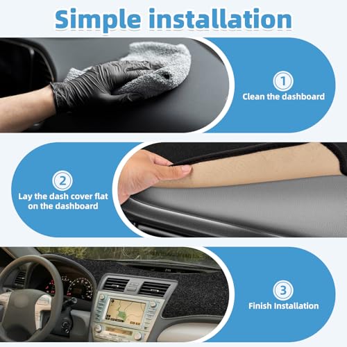 Dash Cover Mat for Toyota Camry 2007 2008 2009 2010 2011 Non-Slip Dashboard Cover Mat Sunshade UV Rays Protector Interior Accessories(Black) - size: Compatible with Camry 2007-2011 BLACK