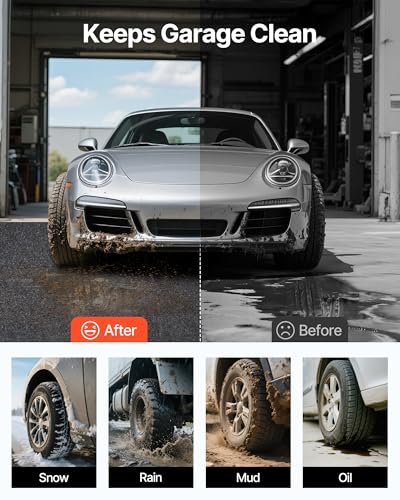 VEVOR Car Garage Mat, 7.4'x17', Shields Against Water, Snow, Rain, Mud, Oil, Durable Slip-Resistant Floor Cover with TPE Leak-Proof Backing, Simple to Maintain & Customizable Size