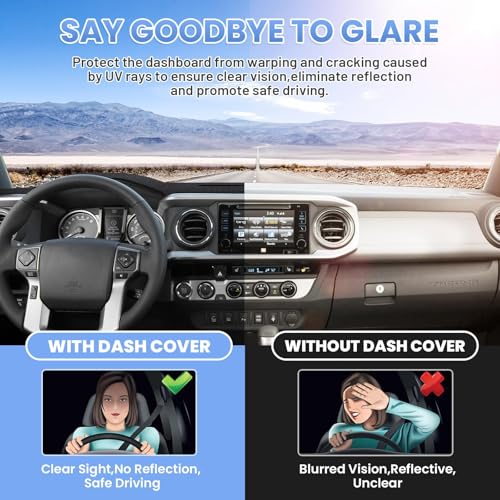 Sunsdrew Dash Cover for 2016-2022 2023 Toyota Tacoma Dashboard Cover Mat for Tacoma Accessories Sunshade Nonslip Mesh Protector No Glare Tacoma Sunshield Protector Mat Pad - size: 16-23 Tacoma Dash Cover