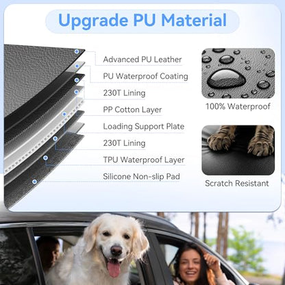 Back Seat Extender for Dogs, PU Leather Hard Bottom Dog Car Seat Cover for Back Seat, Waterproof, Scratch Proof and Anti Slip Dog Hammock for Cars and SUVs, Holds 400 lbs - size: Large