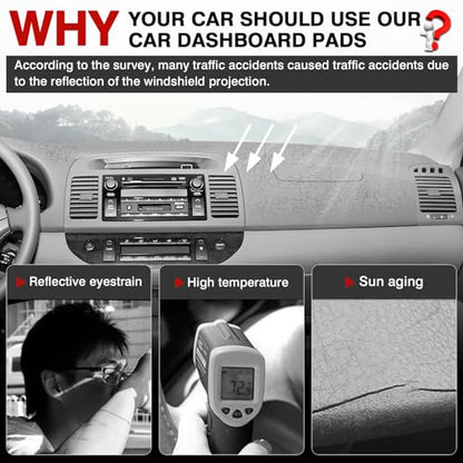 Autorder Dashboard Cover Mat for 2000-2006 Toyota Camry Accessories Dash Cover Upgrade Velvet Dash Mat Sunshade Glare UV Rays Protector - size: 2000-2006 Toyota Camry