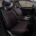 5 Seats Car Seat Cover Full Set PU Leather Front Rear w/Pillow Suitable for Year Round Use (Black/Red Line) Universal for Sedan SUV Truck - color: Black/Red Line