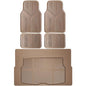 CAR PASS Universal Car Floor Mats & Cargo Liner Full Set, Waterproof Anti-Slip Rubber Trim to Fit Trunk Mats All Weather Protection Fit Car SUV Sedan Coupe Vehicle Automotive 5 Pieces, S-M Size Beige - color: Beige