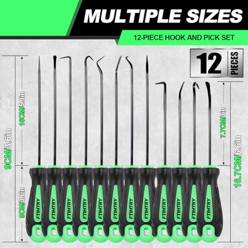 12-Piece Pick and Hook Tools Set, Pick Tool Set Car Auto Oil Seal/O-Ring Seal Gasket Pick Hooks Puller Remove, Long and Mini Pick Tool Set