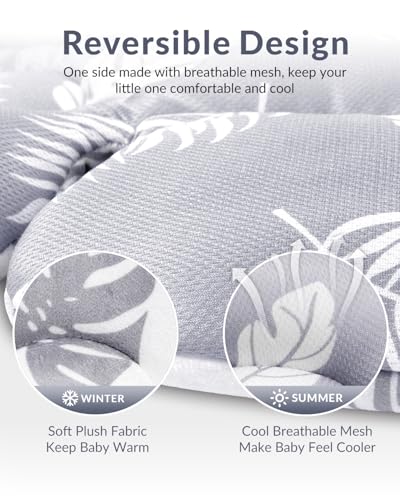 Generic Infant Car Seat Insert Compatible with Mamaroo Swing & Graco Swing and Infant Car Seat, Newborn Insert Baby Head Body Support, Reversible Design, Breathable Soft Fabric, 1Pcs - Grey Leaf - color: Grey Leaf
