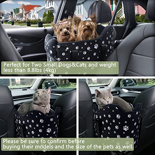 Dog Car Seat for Console - Memory Foam Pet Booster Seat for Small Medium Dogs Up to 21 lbs - SUV Truck Center Console Dog Seat with Safety Leash & Storage Pockets - Washable Cover (Large Black)