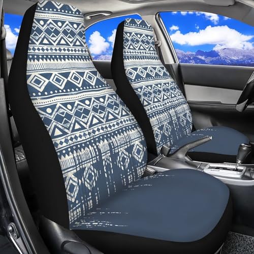 Dreaweet Aztec Seat Covers for Cars Front Seats Only Universal 2 Piece Southwestern Tribal Car Accessories Washable Elastic Bucket Seat Covers for SUV Sedan Easy to Install - color: Aztec Tribal Blue