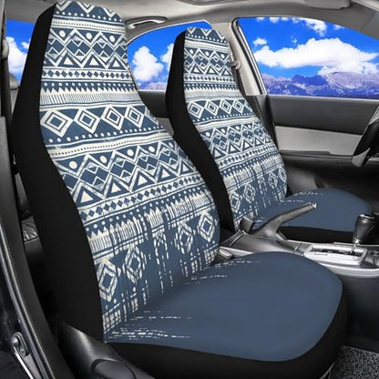 Dreaweet Aztec Seat Covers for Cars Front Seats Only Universal 2 Piece Southwestern Tribal Car Accessories Washable Elastic Bucket Seat Covers for SUV Sedan Easy to Install - color: Aztec Tribal Blue
