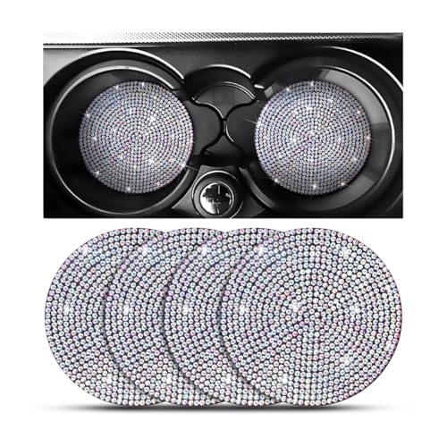 Bling Car Cup Holder Coaster, Crystal Rhinestone Anti-Slip Insert Coasters, Universal 2.75 Inch Fashion Automotive Cup Mat, Car Interior Accessories Decor Gifts for Women (Multicolor, 4PCS) - color: Multicolor, size: 4PCS