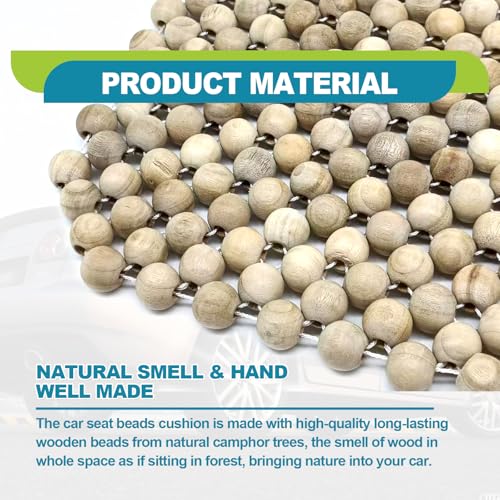 Four Seasons Natural Wood Beaded Car Seat Cushion, Auto Ventilated Breathable Seat Cushion, Seat Pad Mat Comfy Cool Massage Car Seat Cushion for Truck, RV, Pickup